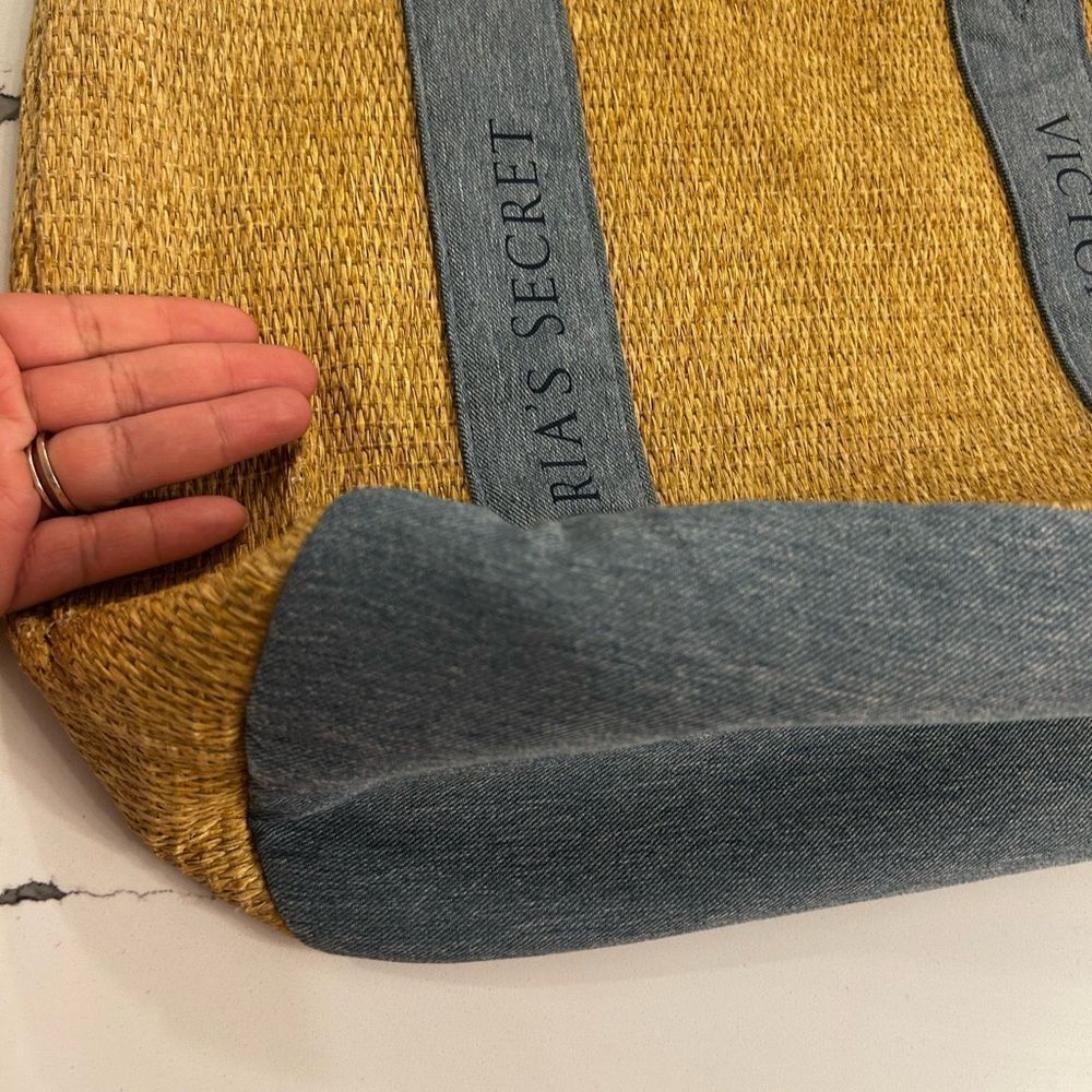 Victoria's Secret Tan and Blue Canvas Tote - Picture 4 of 5